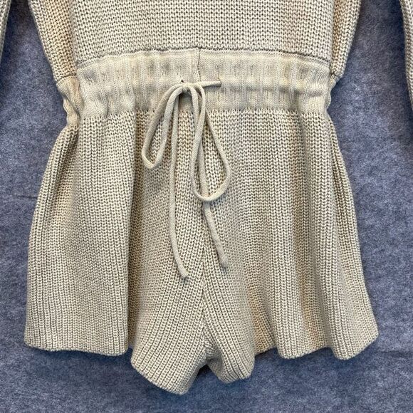 MABLE Sweater Romper Small/Medium Taupe Tan Knit Drawstring Keyhole Back LS - Picture 14 of 16